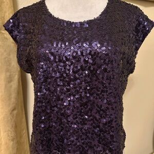 Elegant Purple Sequin Blouse
